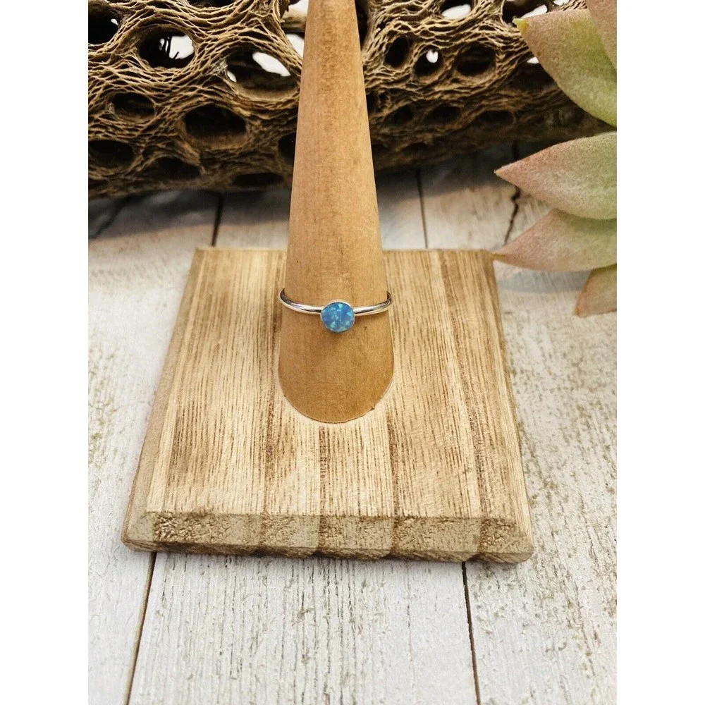 Zuni Sterling Silver & Blue Opal Ring - Picture 1 of 7
